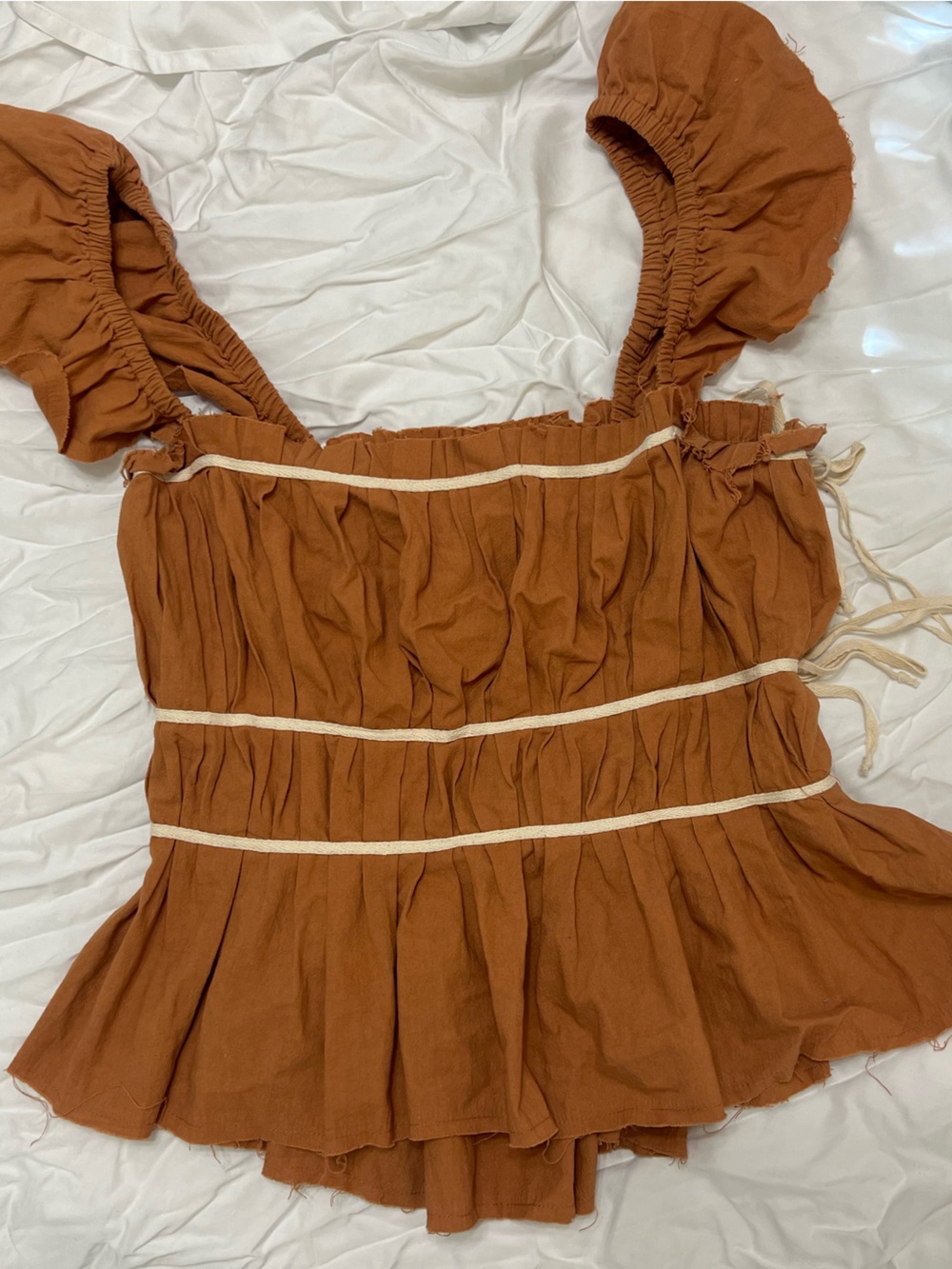 Free People Terra Claude Corset Peplum Top - Rust - Picture 2 of 4